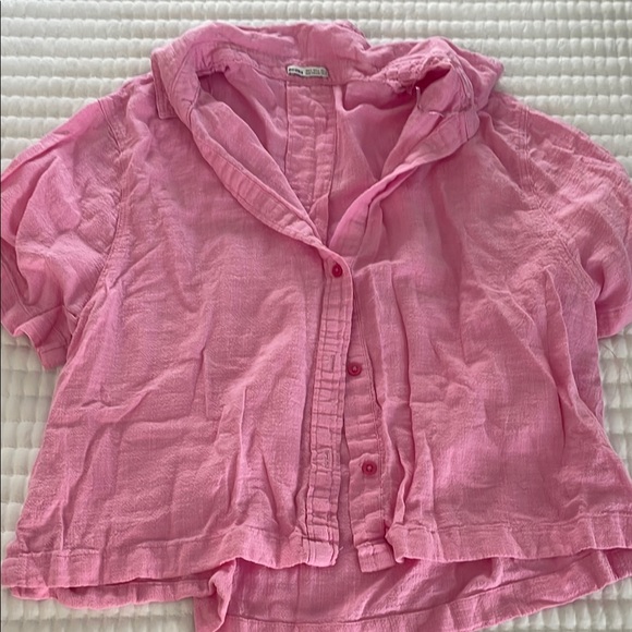 Pink Button-Up Shirt and Shorts Set - Picture 4 of 4